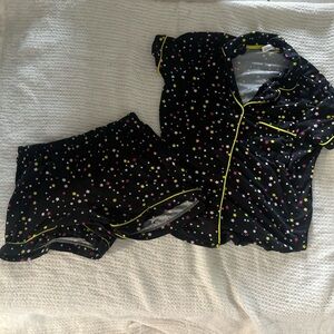 Kids Star Print Pajama Set - Black